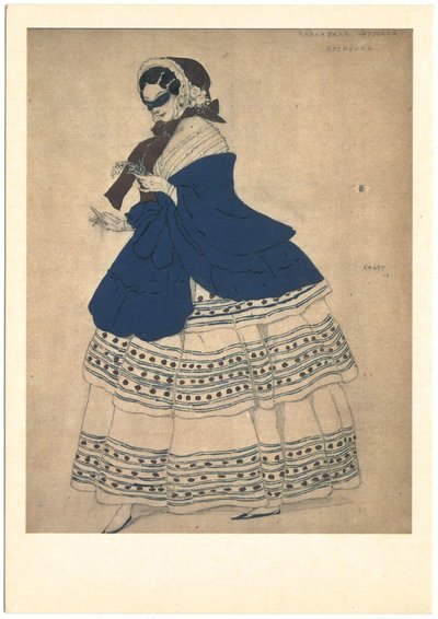 Kostuumontwerp voor het ballet Carnaval door R. Schumann door Leon Bakst