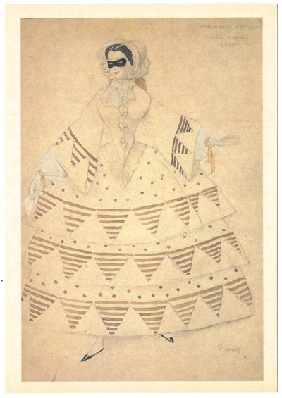 Kostuumontwerp voor het ballet Carnaval van R. Schumann door Leon Bakst
