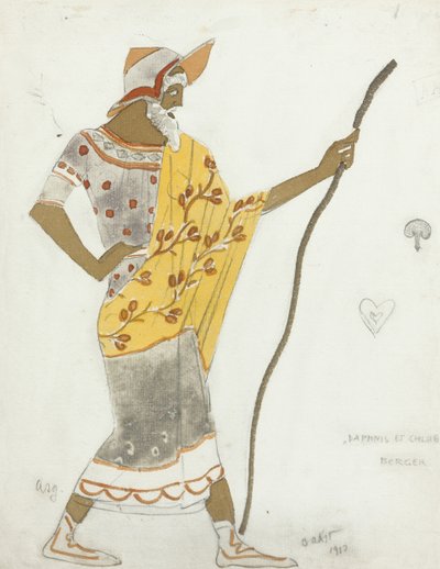 Kostuumontwerp voor het ballet Daphnis et Chloé door M. Ravel, 1912 door Leon Bakst