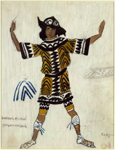 Kostuumontwerp voor het ballet Daphnis et Chloé door M. Ravel, 1912 door Leon Bakst