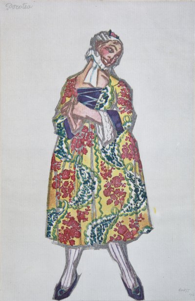 Kostuumontwerp voor het ballet Le donne di buon umore door C. Goldoni, 1917 door Leon Bakst