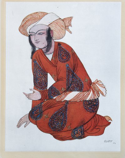 Kostuumontwerp voor het ballet Sheherazade van N. Rimsky-Korsakov, 1922 door Leon Bakst