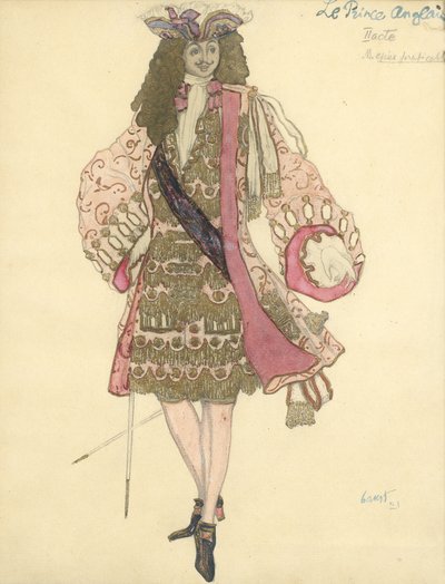 Kostuumontwerp voor het ballet Doornroosje van P. Tsjaikovski door Leon Bakst