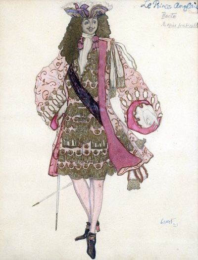 Kostuumontwerp voor het ballet Doornroosje van P. Tsjaikovski door Leon Bakst