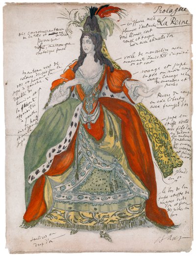 Kostuumontwerp voor het ballet Doornroosje van P. Tsjaikovski, 1921 door Leon Bakst