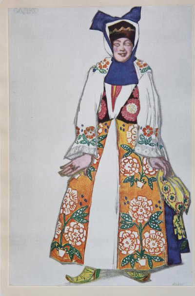Kostuumontwerp voor de opera Sadko door N. Rimsky-Korsakov, 1917 door Leon Bakst