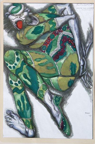 Kostuumontwerp voor de opera Sadko door N. Rimsky-Korsakov, 1917 door Leon Bakst