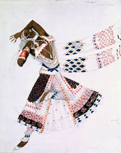 Kostuumontwerp uit Le Dieu Bleu, 1911 door Leon Bakst