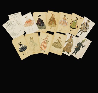 Kostuumontwerpen uit "La Fee de la Poupees" door Leon Bakst