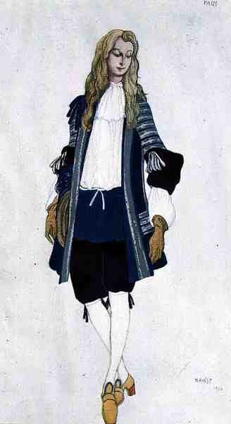 Kostuum voor de Blauwe Page, uit Aladdin door Leon Bakst