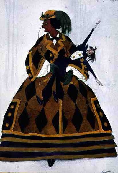 Kostuum voor de Engelse vrouw, uit La Boutique Fantastique door Leon Bakst