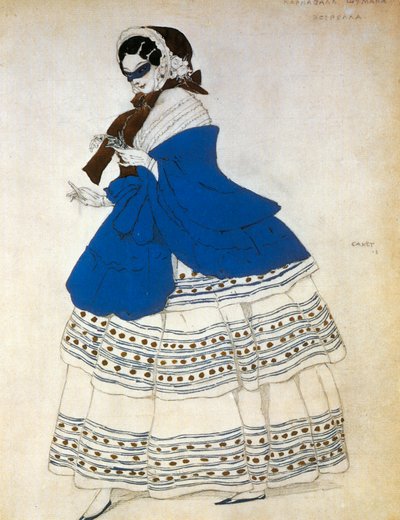 Estrella, kostuumschets voor het ballet Carnaval (aquarel) door Leon Bakst