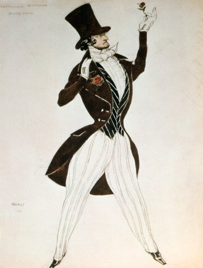 Florestan, Ontwerp voor een Kostuum voor het Ballet Carnaval Gecomponeerd door Robert Schumann door Leon Bakst