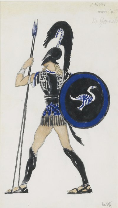 Hippolyte. Kostuumontwerp voor het Ballet Phèdre, ca 1923 door Leon Bakst