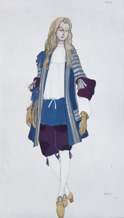 Page de la princesse. Kostuumontwerp voor het ballet Doornroosje van P. Tsjaikovski, 1916 door Leon Bakst