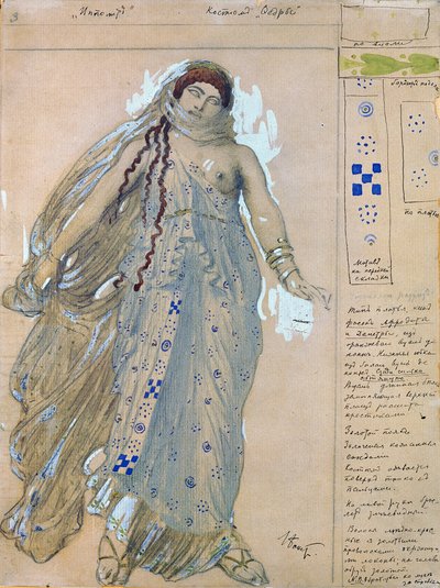 Phaedra. Kostuumontwerp voor het drama Hippolytus door Euripides, 1902 door Leon Bakst