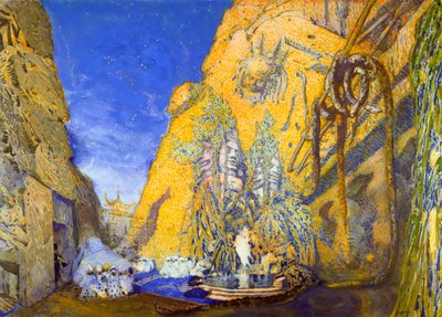 Decorontwerp voor een Ballets Russes productie van Le Dieu Bleu, 1911 door Leon Bakst