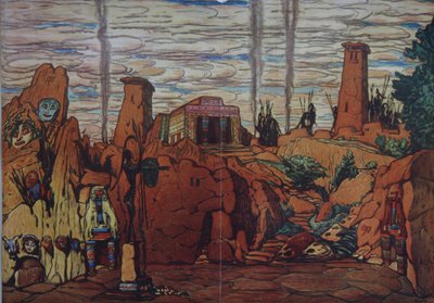 Decorontwerp voor het ballet Hélène de Sparte door E. Verhaeren en D. de Séverac, 1912 door Leon Bakst