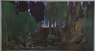 Toneelontwerp voor het ballet Narcisse door N. Tcherepnin, 1911 door Leon Bakst