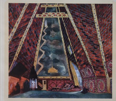 Decorontwerp voor het ballet Thamar door M.A. Balakirev, 1912 door Leon Bakst