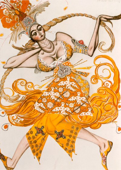 De Vuurvogel, kostuum voor De Vuurvogel, het ballet van Igor Stravinsky, 1910 door Leon Bakst