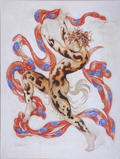 Vaslav Nijinsky in het ballet De namiddag van een faun door C. Debussy door Leon Bakst