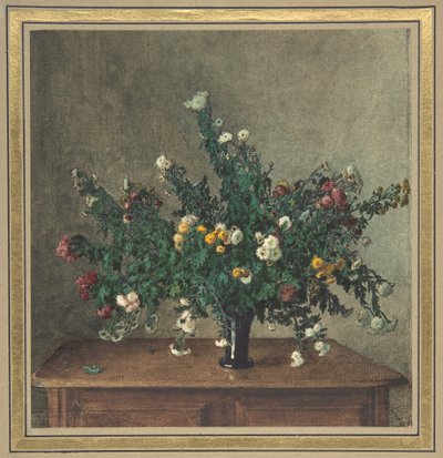 Boeket met kleine chrysanten door Léon Bonvin