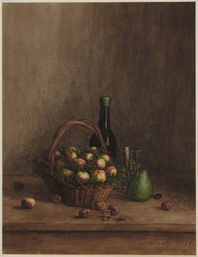 Stilleven met mand appels door Léon Bonvin