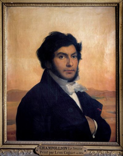 Portret van Jean-Francois Champollion, Franse egyptoloog door Léon Cogniet