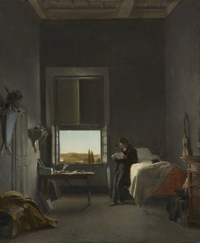 De Kunstenaar in Zijn Kamer in de Villa Medici, Rome door Léon Cogniet