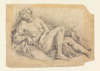 Bacchus Slapend (naar Poussin) door Leon Dabo