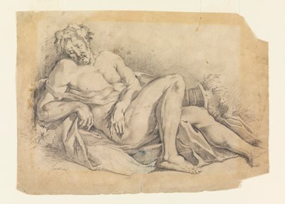 Tekening, Bacchus slaapt (naar Poussin), 1886-92 door Leon Dabo