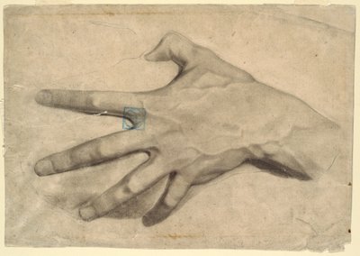 Tekening, Studie van een hand, 1881-92 door Leon Dabo