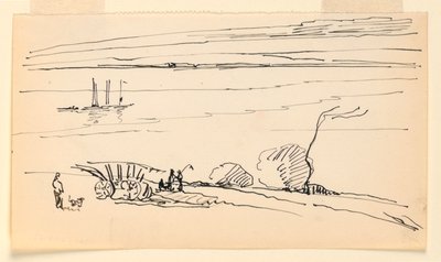 Landschap met rivier door Leon Dabo