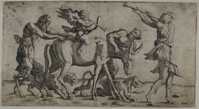 Cupido met verbonden ogen door Leon Davent