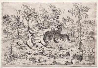 Landschap met putti door Leon Davent