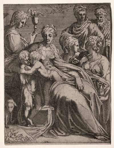 Heilige conversatie, 1540s door Leon Davent