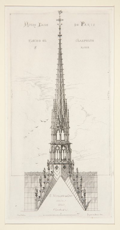 Notre Dame de Paris: Spits in hout en lood door Leon Gaucherel