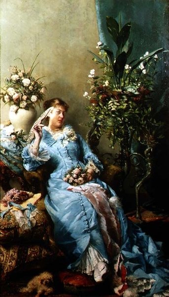 Dame met een Waaier door Leon Henri Marie Frederic