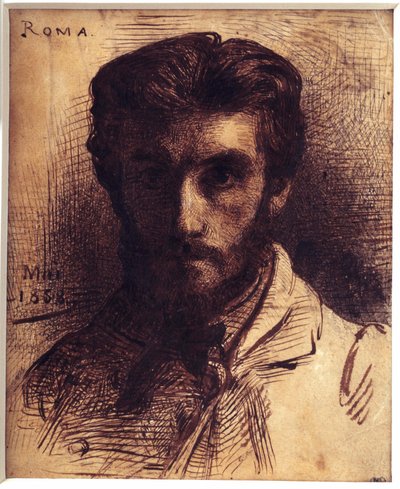 Zelfportret (tekening) door Leon Joseph Florentin Bonnat
