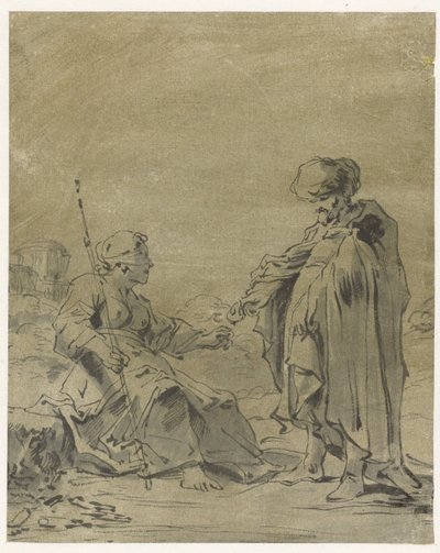 Juda en Tamar door Leonaert Bramer