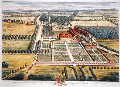Dawly in het graafschap Middlesex gegraveerd door Johannes Kip door Leonard (after) Knyff