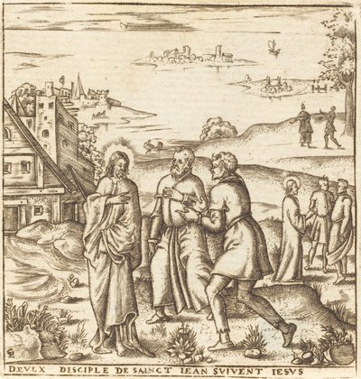 Christus Roept Twee Discipelen van Johannes de Doper om Hem te Volgen door Leonard Gaultier