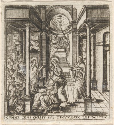 Maria en Jozef vinden de jongen Jezus in de tempel met de dokters door Leonard Gaultier