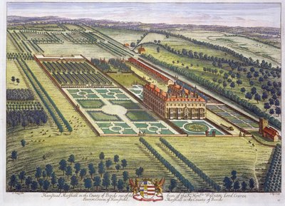 Hamstead Marshall in het graafschap Berkshire, gegraveerd door Johannes Kip door Leonard Knyff
