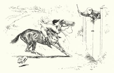Een man ging jagen in Reigate en wilde over een hoge poort springen door Leonard Leslie Brooke