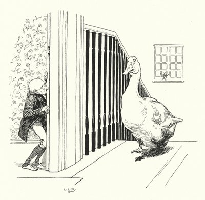 Gansje, gansje, gans (gravure) door Leonard Leslie Brooke