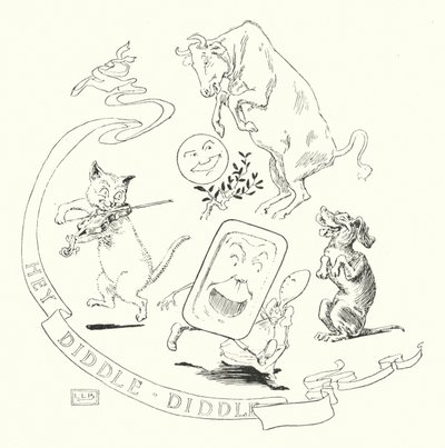Hey! diddle, diddle, de kat en de viool (gravure) door Leonard Leslie Brooke
