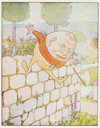 Humpty Dumpty had een grote val, uit A Nursery Rhyme Picture Book, uitgegeven 1914 door Leonard Leslie Brooke