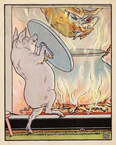 Illustratie voor De drie kleine biggetjes door Leonard Leslie Brooke
